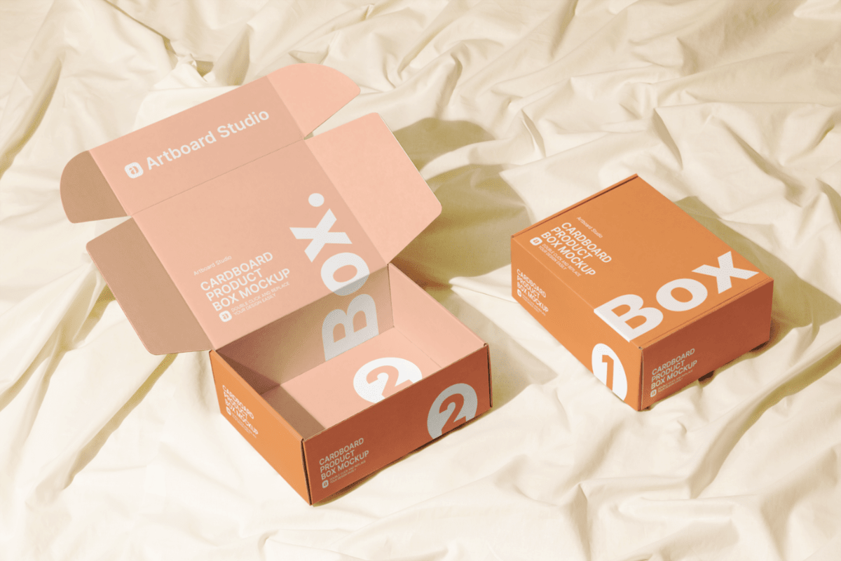 Show off flyers and postcards using unique print mockup designs. Cardboard Product Box Mockup Template