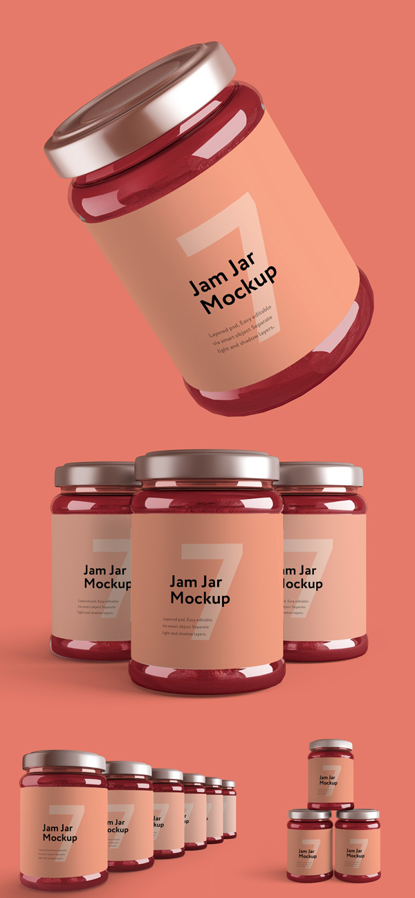 Change the packaging label design by using smart object layers. Free Jam Jar Mockup Psd Freebies Psd