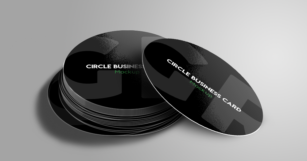 Perspective business cards mockup #2. Black Circle Business Card Mockup