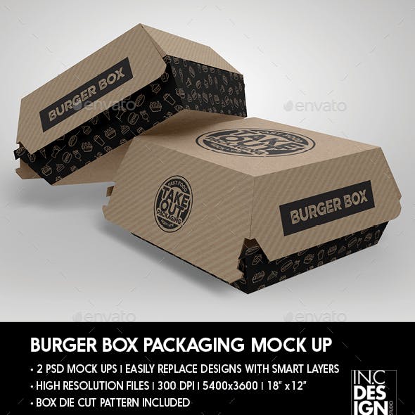 This packaging mockups comes with burger wrapped in wrapping paper and a box packaging for two . 60 Best Burger Box Mockup Templates Free Premium