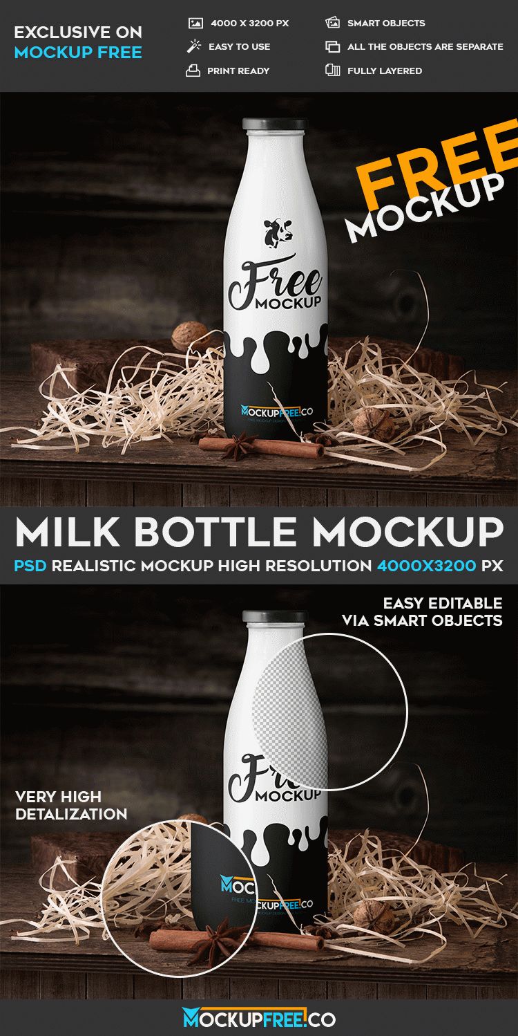 26+ Download Milk Bottle Mockup Psd Free&nbsp;PSD